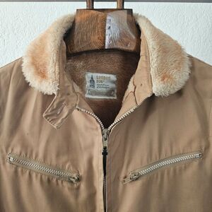 VTG 70s London Fog Canvas Faux Fur Lined Deck Jacket Womens 9/10 Medium Made USA